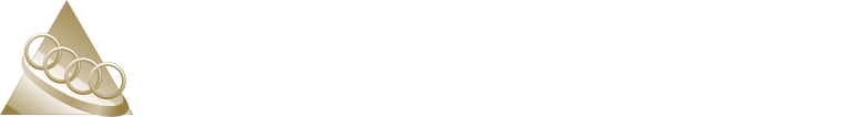The image displays a logo for The Dawson Academy, consisting of a gold triangular emblem with three interlocking rings on the left side. The text